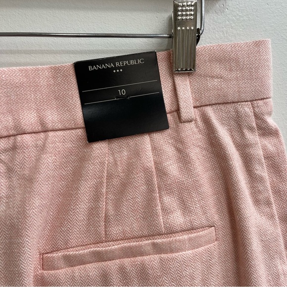 Banana Republic Linen Cotton Blend Bermuda Trouser Shorts 9” Pleated Peach - Picture 3 of 11